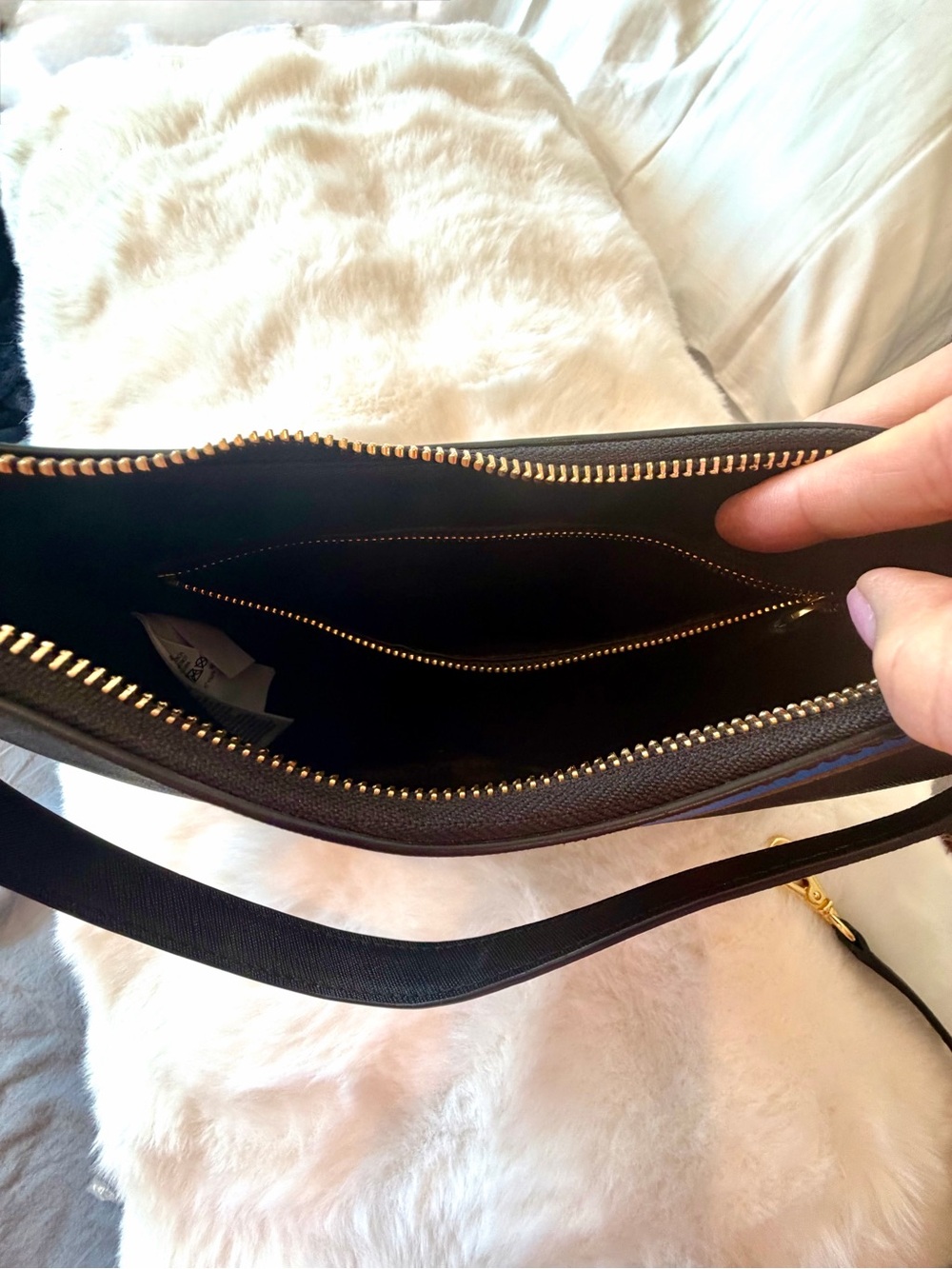 Lauren Ralph Lauren Black Shoulder Bag with Multicolor Equestrian Print - Picture 3 of 9